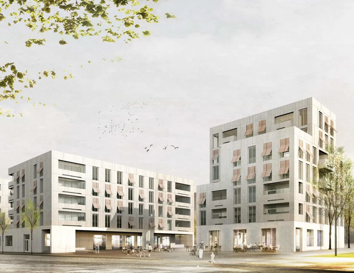 Urbane Stimmung: Arkaden mit Cafés und Restaurant beleben den neuen Platz © ksg