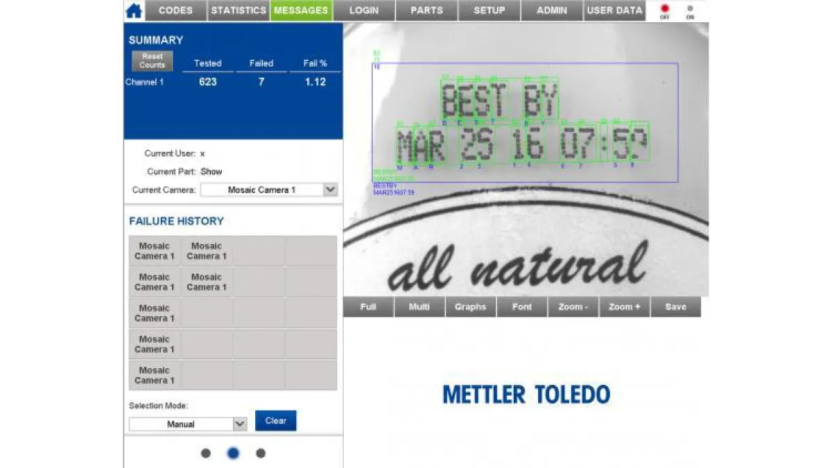 Dot-Matrix-Schrift kann mit dem Dot-Print-Tool von METTLER TOLEDO automatisch gelesen werden.