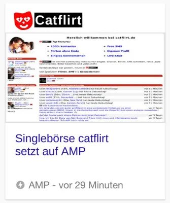 Bild: Singlebörse catflirt setzt auf AMP