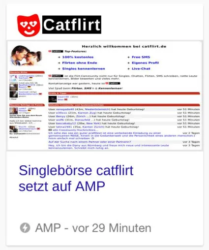 Singlebörse catflirt setzt auf AMP Bild: Singlebörse catflirt setzt auf AMP