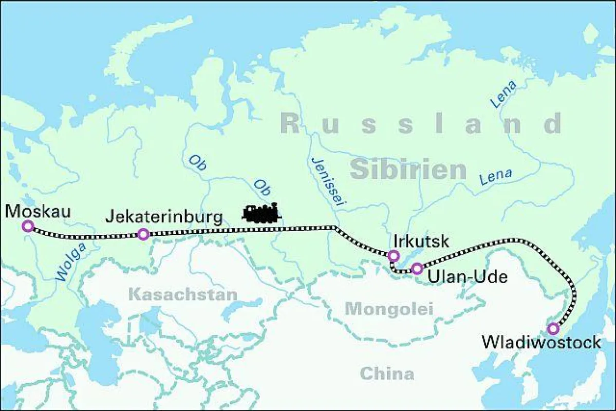 Reiseroute der Transsibirischen Eisenbahn