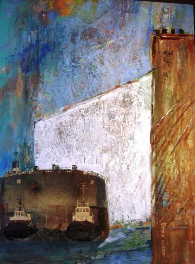 Margit Braun: Hafenmeister 2008, Collage und Mischtechnik  80 x 60 cm