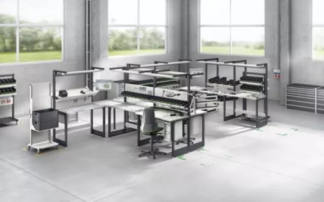 Bild: avero, neues Arbeitsplatzsystem von bott auf der productronica