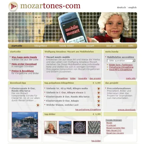 Bild: mozartones.com - Mozart wird mobil