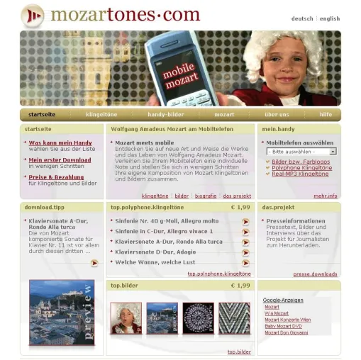 mozartones.com - Mozart wird mobil Bild: mozartones.com - Mozart wird mobil