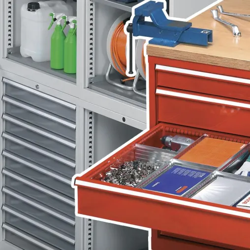 Gemeinsame Elemente von Fami Schubladenschränken Serie Flexa, Standard und Perform Bild: Gemeinsame Elemente von Fami Schubladenschränken Serie Flexa, Standard und Perform