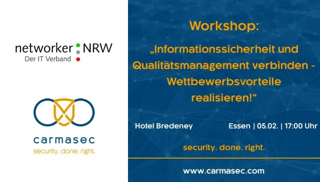 Workshop "Qualitätsmanagement und Informationssicherheit - Wettbewerbsvorteile realisieren!" Bild: Workshop "Qualitätsmanagement und Informationssicherheit - Wettbewerbsvorteile realisieren!"