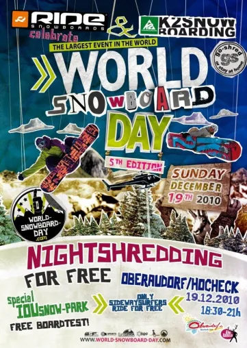 Am 19.12.2010 ist es wieder soweit - K2 Snowboarding feiert den fünften internationalen World Snowboard Day. Bild: Am 19.12.2010 ist es wieder soweit - K2 Snowboarding feiert den fünften internationalen World Snowboard Day.