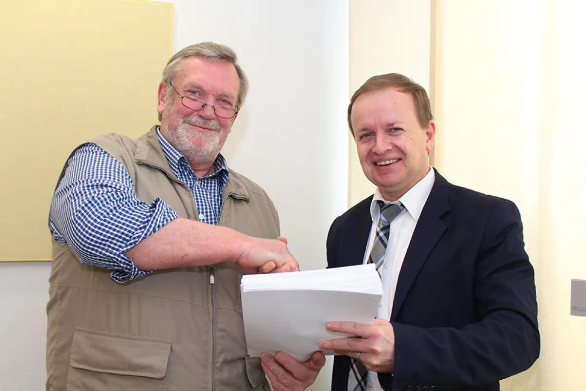 Zufrieden mit dem erreichten Kompromiss: Georg Meier (l.) und Claudio P. Schrock-Opitz.