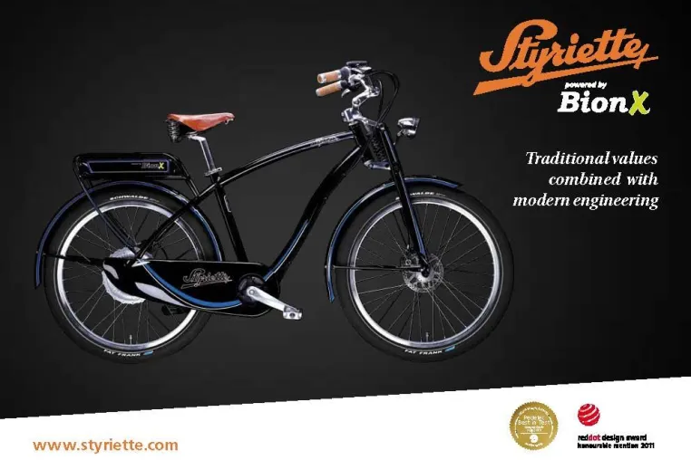 Styriette powered by BionX – Erfolg im red dot award: product design 2011 Bild: Styriette powered by BionX – Erfolg im red dot award: product design 2011