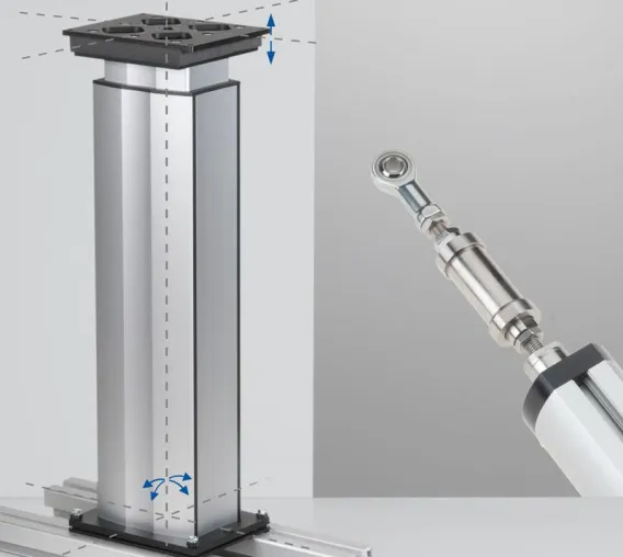 Bild: Ausgleichselemente für Hubsäulen und Elektrozylinder - Entspannte Systeme