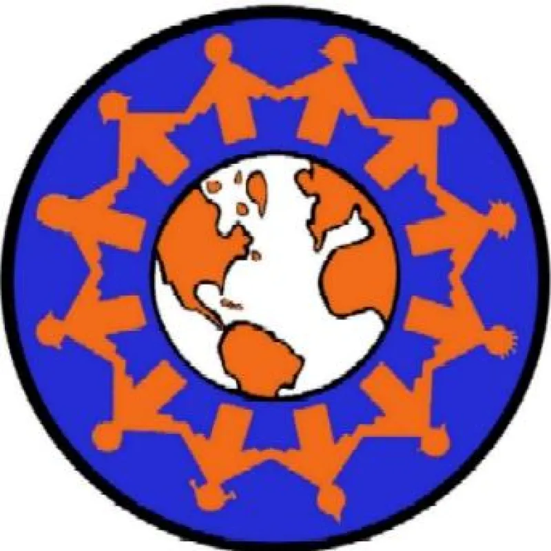 Das Logo symbolisiert den Vereinsnamen Völkerverständigung durch Begegnung.