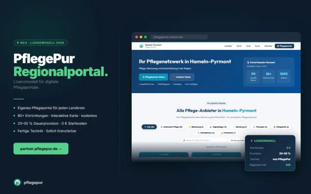 PflegePur startet Lizenzmodell für regionale Pflegeportale in Deutschland Bild: PflegePur startet Lizenzmodell für regionale Pflegeportale in Deutschland
