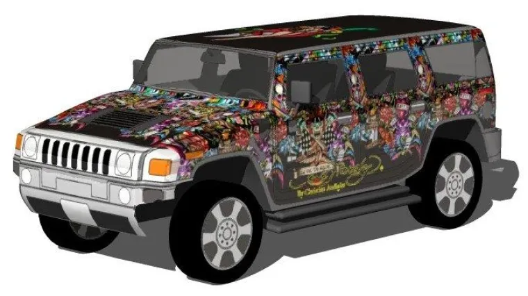 Bild: Yellowhummer im ‘Ed Hardy’ Look