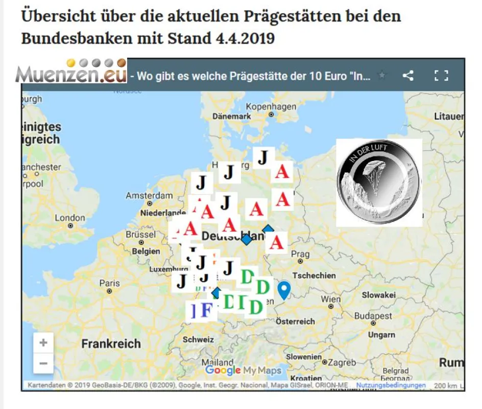 Prägestättenkarte 5 Euro Tropische Zone von Muenzen.eu