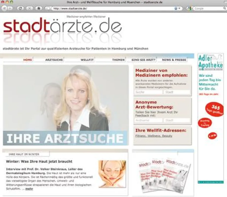Startseite von stadtärzte.de