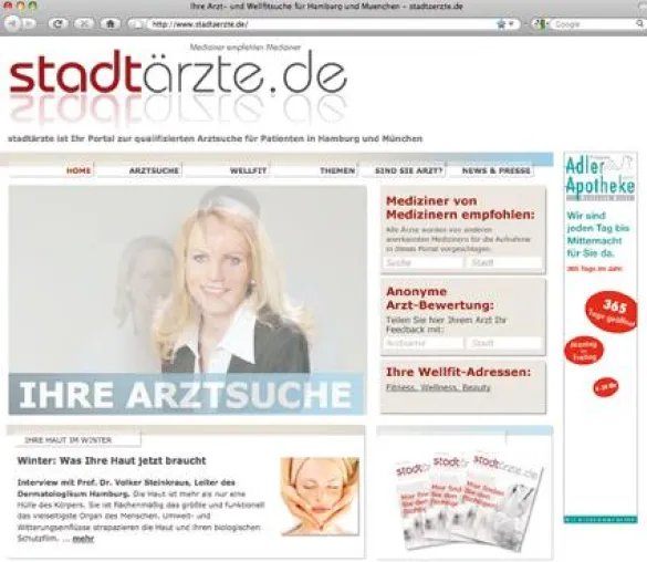 stadtaerzte.de – Ärzte-Suchmaschine auf Erfolgskurs Bild: stadtaerzte.de – Ärzte-Suchmaschine auf Erfolgskurs