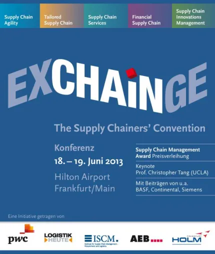 Neue internationale Fachkonferenz: EXCHAiNGE – The Supply Chainers’ Convention Bild: Neue internationale Fachkonferenz: EXCHAiNGE – The Supply Chainers’ Convention