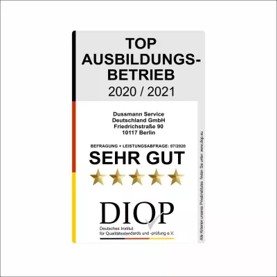 Bild: Top Ausbildungsbetrieb (DIQP) an die Dussmann Service GmbH vergeben