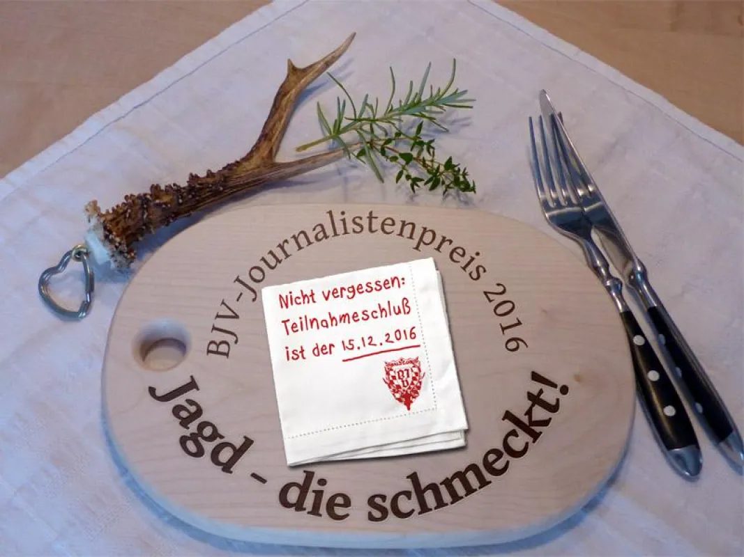 Einsendeschluss zum BJV-Journalistenwettbewerb „Jagd - die schmeckt!“ ist der 15.12.2016