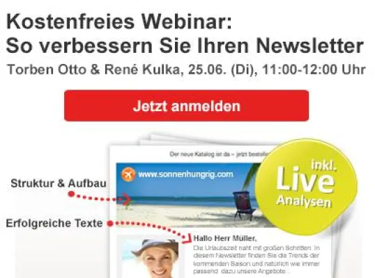Bild: Kostenfreies Webinar am 25. Juni: So verbessern Sie Ihren Newsletter