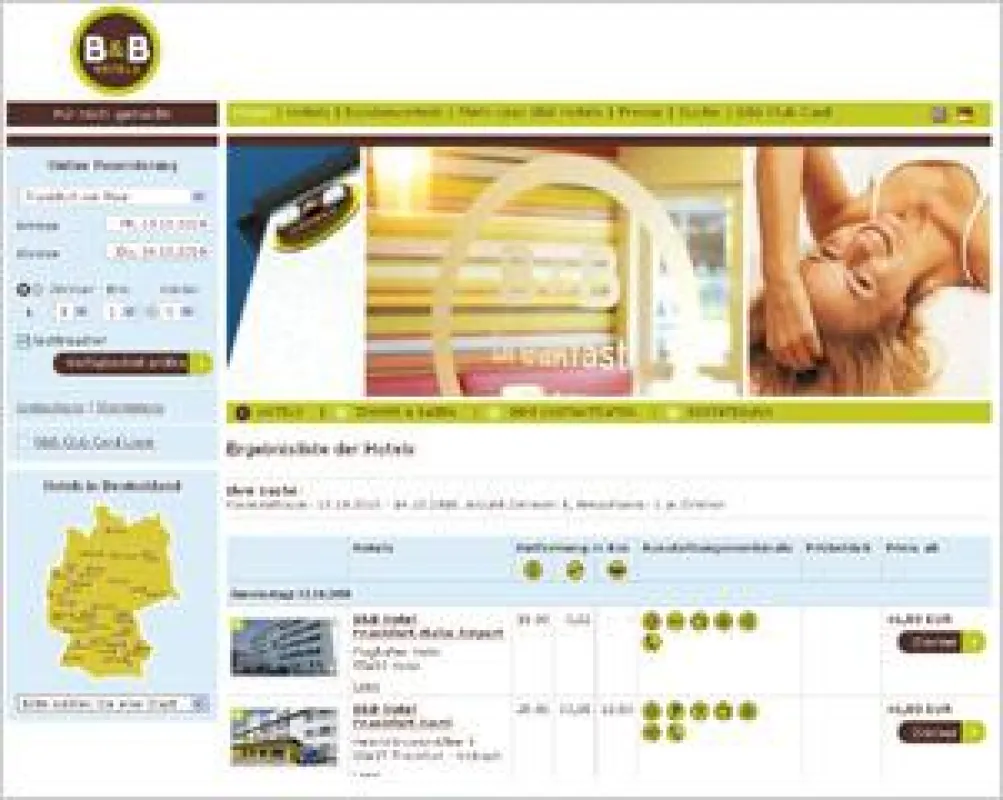 Liste der verfügbaren Hotels