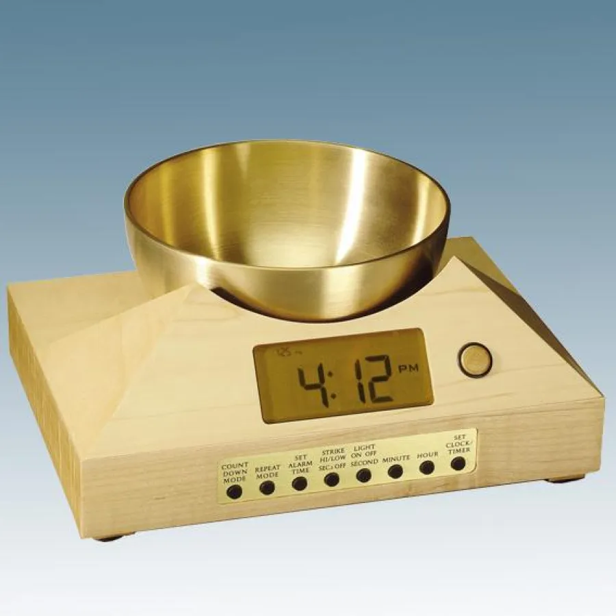 Zen-Klangschalen-Uhr in der Ausführung Ahornholz