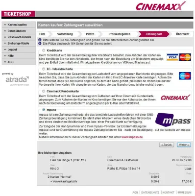 Komfort und Sicherheit beim Kauf von Kinotickets Bild: Komfort und Sicherheit beim Kauf von Kinotickets