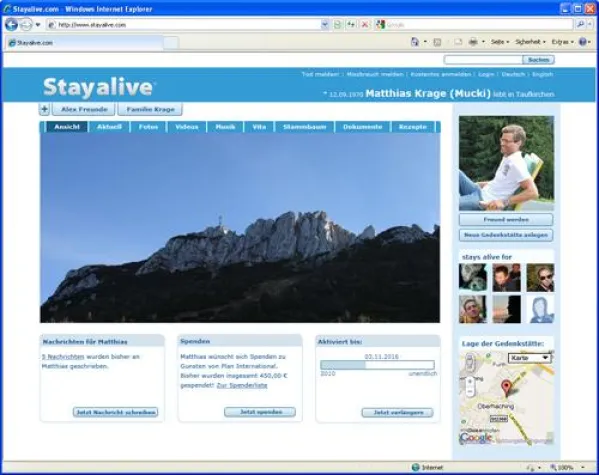 Das Persönlichkeitsrecht endet bei Stayalive.com nicht mit dem Tod Bild: Das Persönlichkeitsrecht endet bei Stayalive.com nicht mit dem Tod