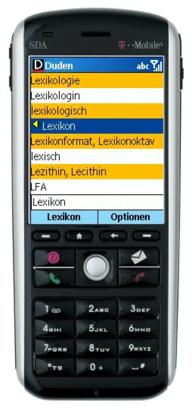 Der Duden auf dem T-Mobile SDA-Smartphone