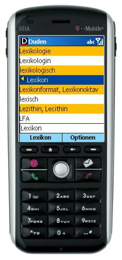 Der Duden auf dem T-Mobile SDA-Smartphone