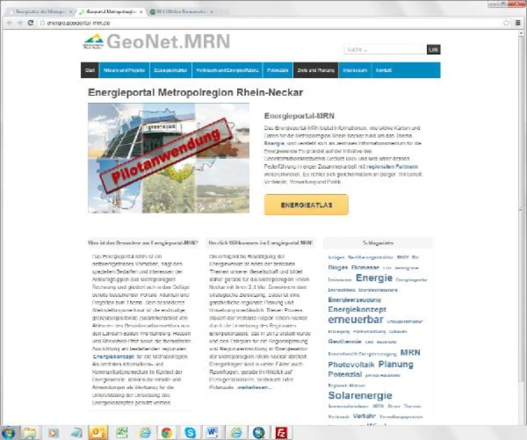 Auf der Einstiegsseite gibt es erste Informationen und Suchfunktionen