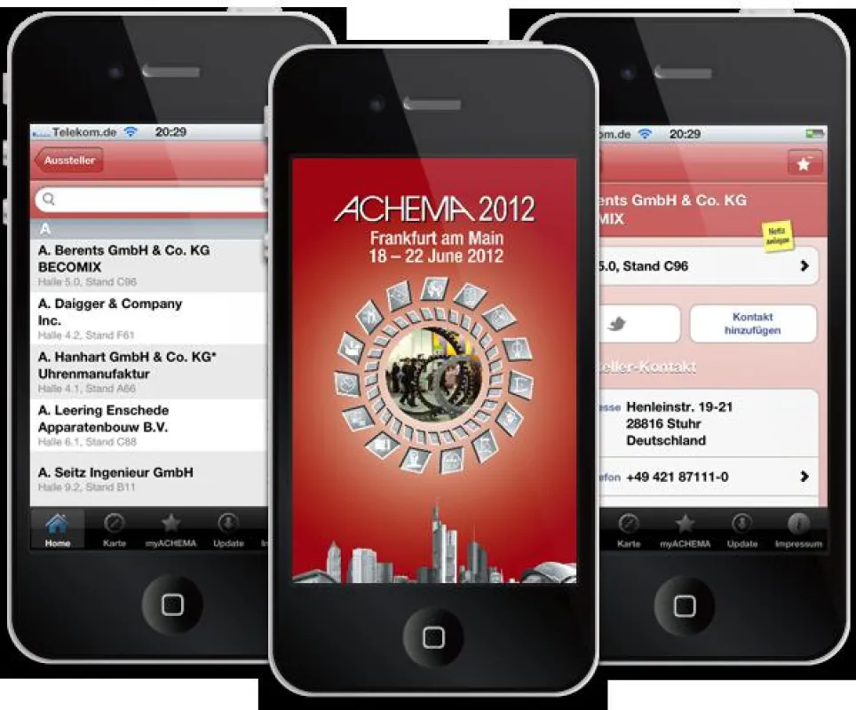Die ACHEMA App - bequem, übersichtlich, informativ [Quelle: Heidelberg Mobil]
