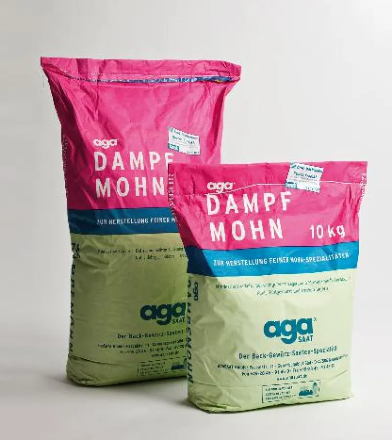 agaDAMPFMOHN® ist in 10kg und 25 kg Säcken sowie im handlichen 200g Beutel erhältlich