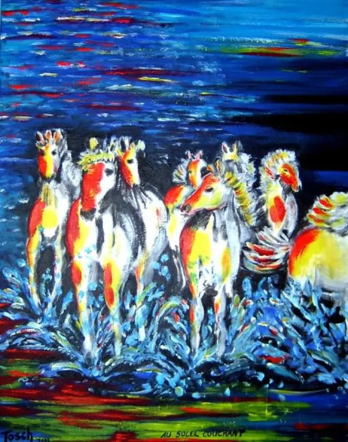 -Au soleil couchon-, Öl/Acryl/Leinwand, 90x70 cm