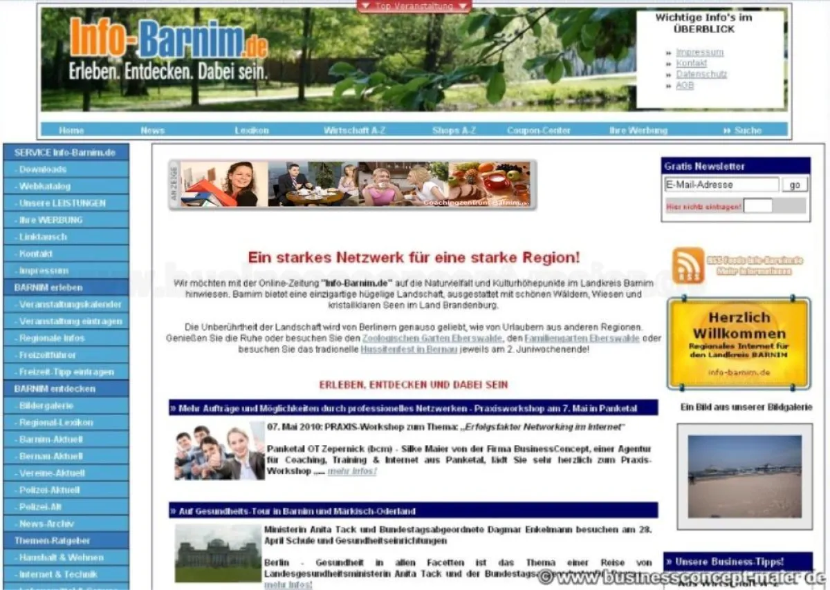Am 27.04.2010 konnte der 1.000.000ste Besucher auf dem Info-Barnim Portal verzeichnet werden (Bild: © BusinessConcept / www.businessconcept-maier.de).
