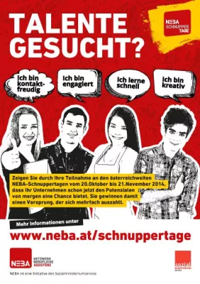 JUGENDLICHE GESUCHT. Wirtschaft setzt auf das NEBA-Netzwerk Bild: JUGENDLICHE GESUCHT. Wirtschaft setzt auf das NEBA-Netzwerk