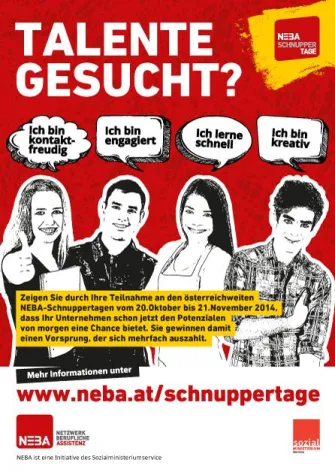 JUGENDLICHE GESUCHT. Wirtschaft setzt auf das NEBA-Netzwerk Bild: JUGENDLICHE GESUCHT. Wirtschaft setzt auf das NEBA-Netzwerk