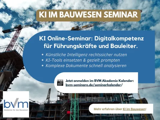 Bild: KI im Bauwesen: Seminare für Führungskräfte & Architekten