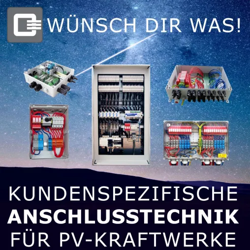 Bild: Q3 baut Ihre Box! Kundenspezifische Anschlusstechnik für PV-Kraftwerke