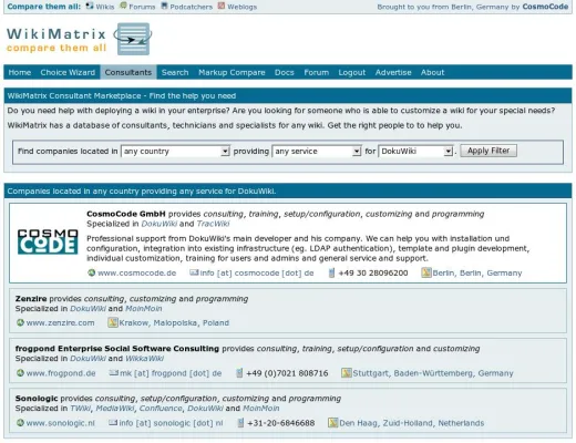 WikiMatrix führt "Consultant Marketplace" ein Bild: WikiMatrix führt "Consultant Marketplace" ein