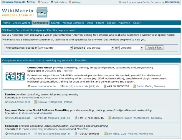 WikiMatrix führt "Consultant Marketplace" ein Bild: WikiMatrix führt "Consultant Marketplace" ein