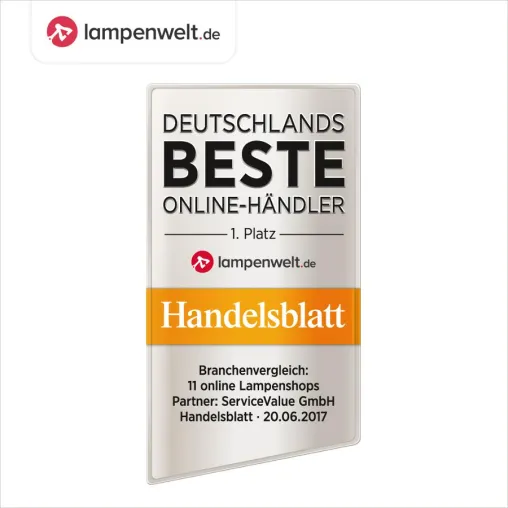 Branchenvergleich Handelsblatt: Lampenwelt.de ist bester Online-Händler der Beleuchtungsbranche Bild: Branchenvergleich Handelsblatt: Lampenwelt.de ist bester Online-Händler der Beleuchtungsbranche