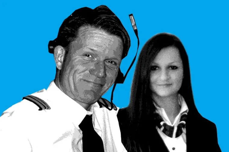 Berufsberatung im School Talks Mobil mit Pilot Pierre Juillerat und Flugbegleiterin Marija Serafimovska Bild: Berufsberatung im School Talks Mobil mit Pilot Pierre Juillerat und Flugbegleiterin Marija Serafimovska