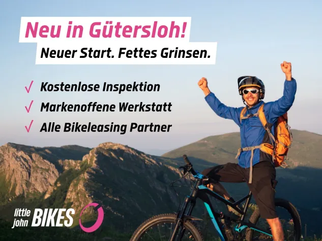 Bild: In Gütersloh grinsen alle Radfahrer. Gratis Liebe & E-Bike Eröffnungsaktion. LJB übernimmt Fahrrad-Rottstock.