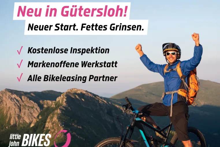 Bild: In Gütersloh grinsen alle Radfahrer. Gratis Liebe & E-Bike Eröffnungsaktion. LJB übernimmt Fahrrad-Rottstock.