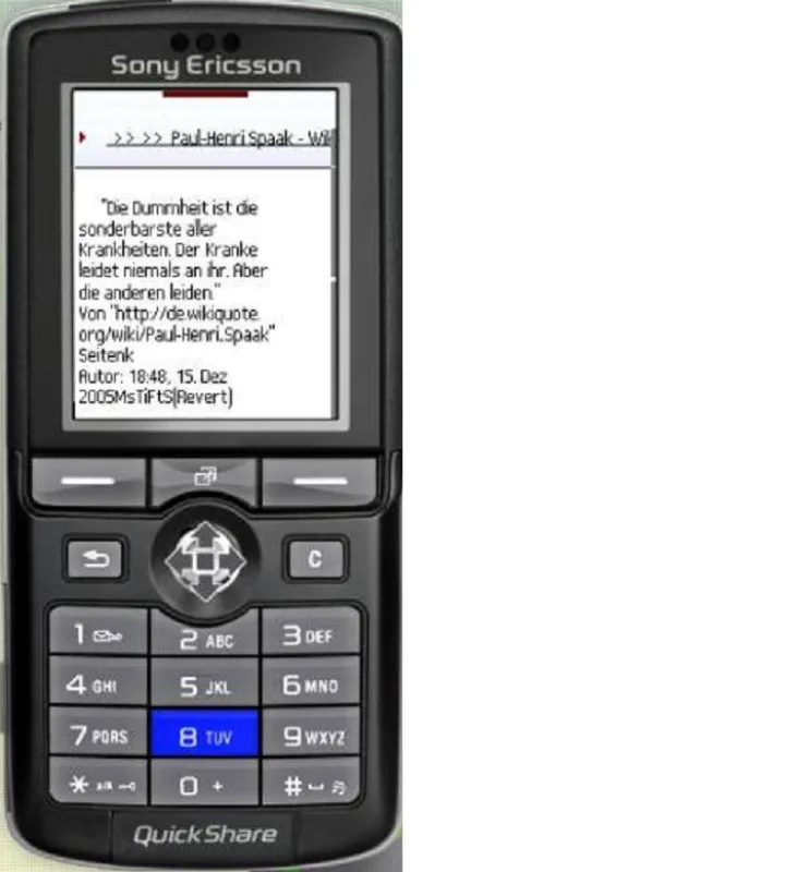 Ein Zitat auf dem Handy betrachtet