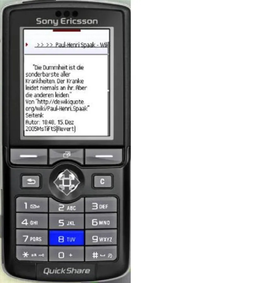 Ein Zitat auf dem Handy betrachtet