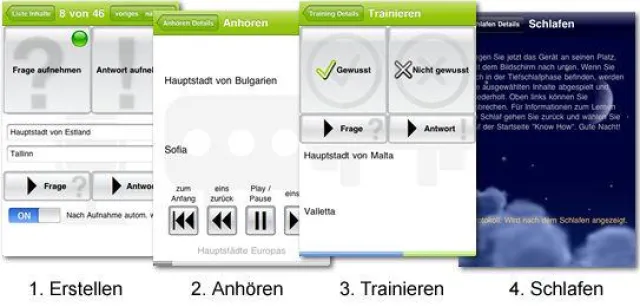 Neue iPhone App RapidLearn: Fakten und Vokabeln einfach lernen, auch im Schlaf Bild: Neue iPhone App RapidLearn: Fakten und Vokabeln einfach lernen, auch im Schlaf
