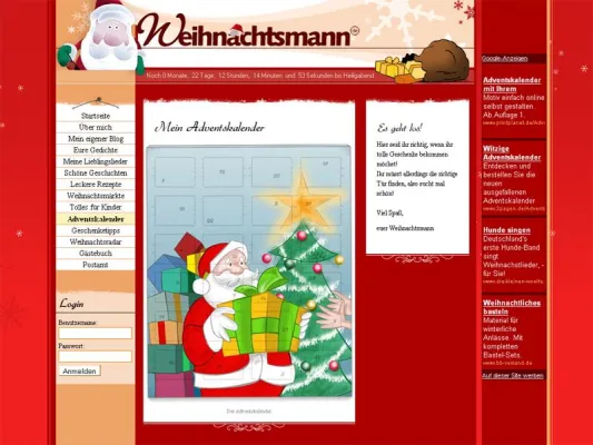 Bild: Großer Adventskalender auf weihnachtsmann.de